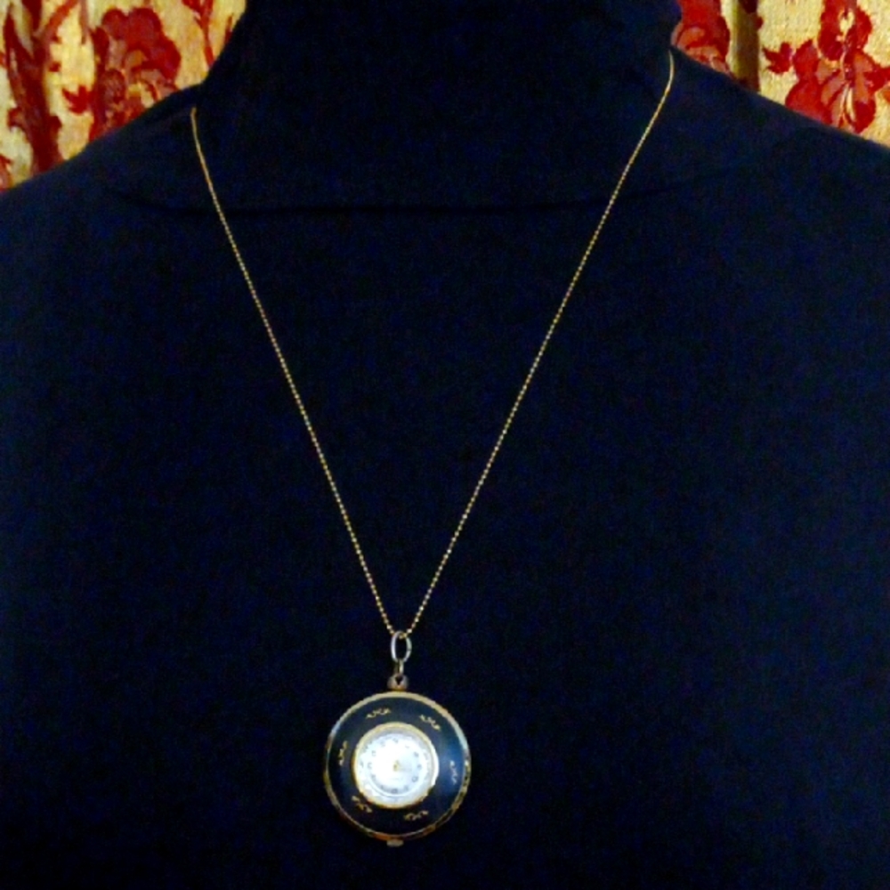925 Sterling Gold Watch Pendant Necklace